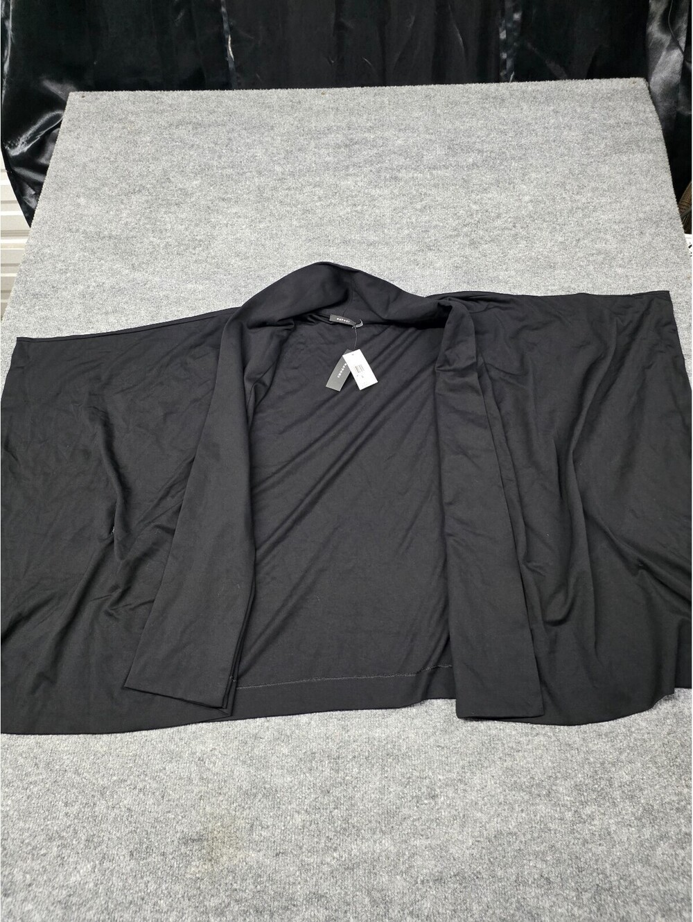 Natori Lightweight Ponte Black Open Front Cardigan Size L
